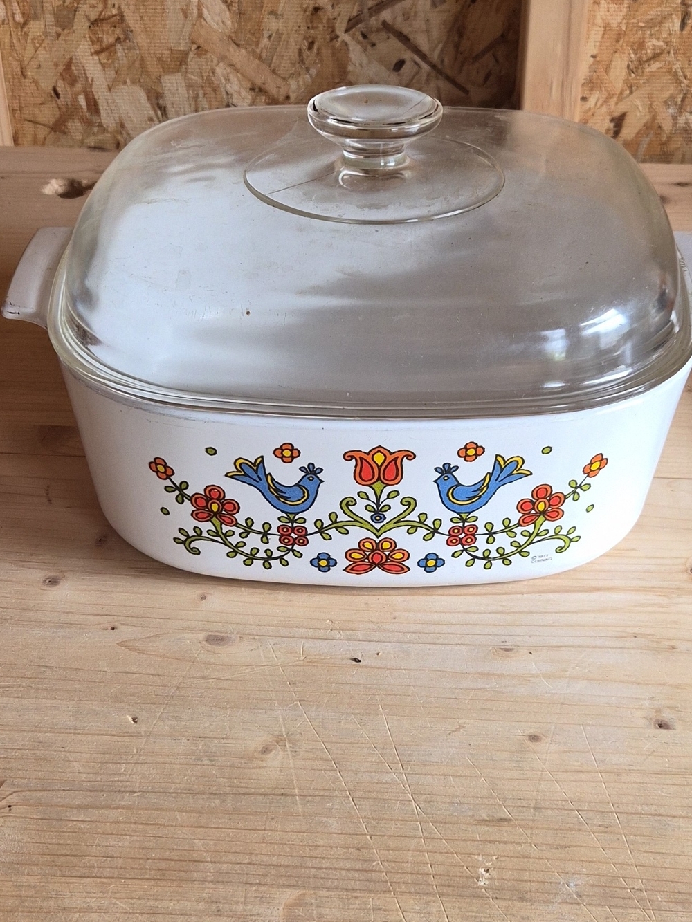 Vintage 1975 Corning Ware 4 QT Country Festival Casserole Dish W/ Pyrex Lid EUC